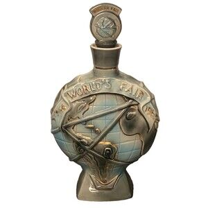 VTG Jim Beam 1964-1965 World's Fair Decanter Bottle Earth Orbit Planet Gold Blue